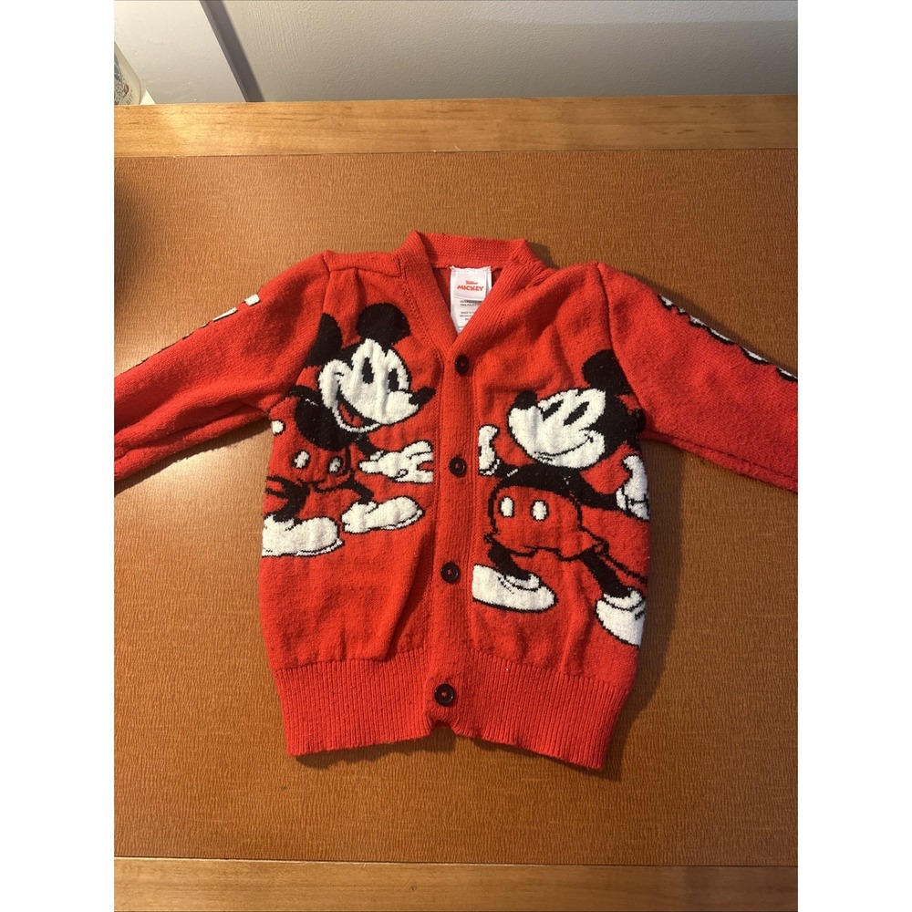 Mickey Mouse Red Cardigan Sweater Size 3T - Picture 6 of 9